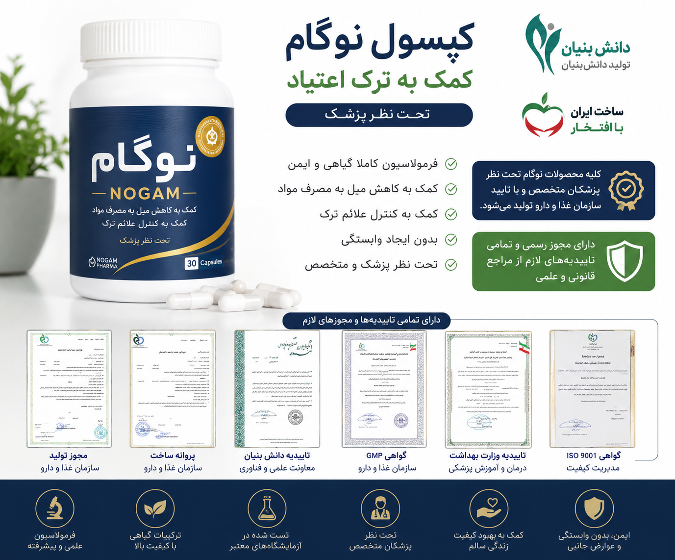 کپسول ترک اعتیادگیاهی نوگام برای 2 یا 3 تا متادون 1 یا 2 تا به دو